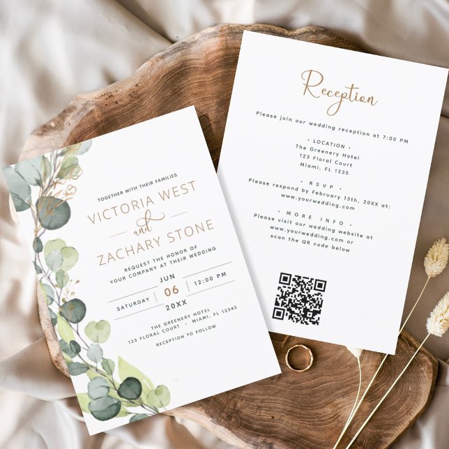 Eucalyptus Rustic All In One QR Code Wedding Invitation (Creator Uploaded)