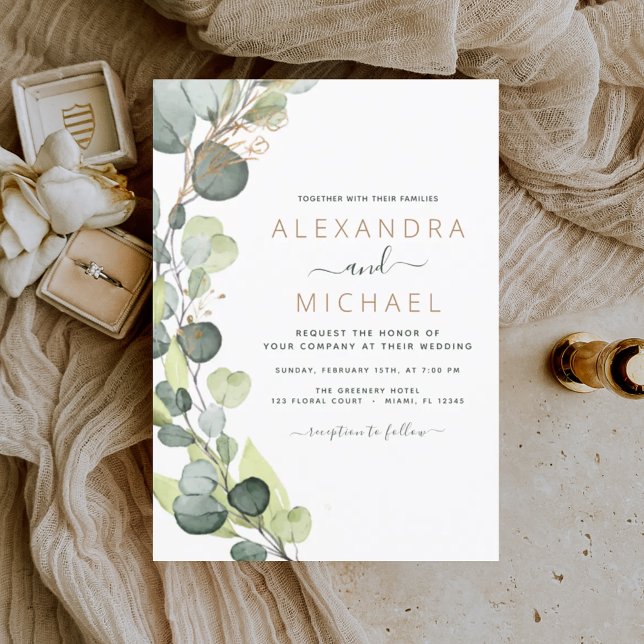 Eucalyptus Rustic Botanical Greenery Wedding Invitation (Creator Uploaded)