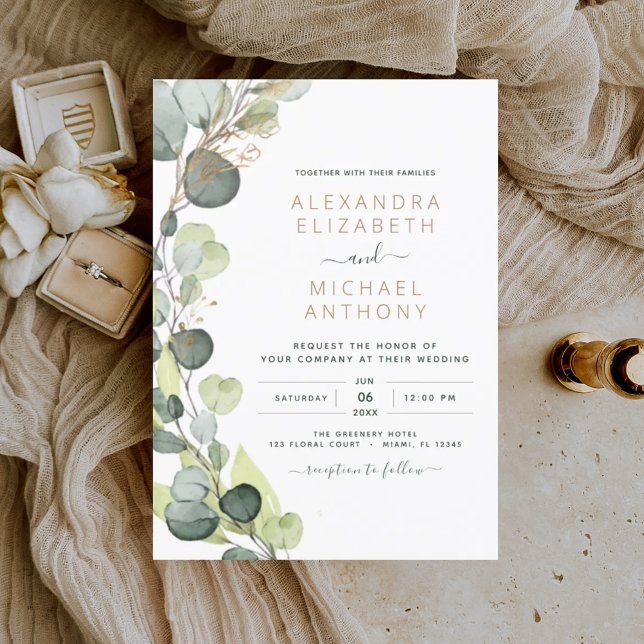 Eucalyptus Rustic Botanical Greenery Wedding Invitation (Creator Uploaded)