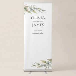 Eucalyptus Rustic Botanical Greenery Wedding Retractable Banner