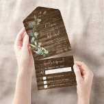 Eucalyptus Rustic Country Wood Wedding RSVP All In One Invitation<br><div class="desc">Eucalyptus Greenery Botanical Watercolor Spring,  Fall,  Autumn,  Winter,  Summer Wedding RSVP Invitations on Rustic Country Wood Outdoor background - includes beautiful and elegant script typography with modern botanical leaves and greenery for the special Wedding day celebration.</div>