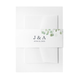 Eucalyptus Rustic Foliage Personalised Wedding Invitation Belly Band