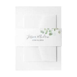 Eucalyptus Rustic Foliage Personalised Wedding Invitation Belly Band