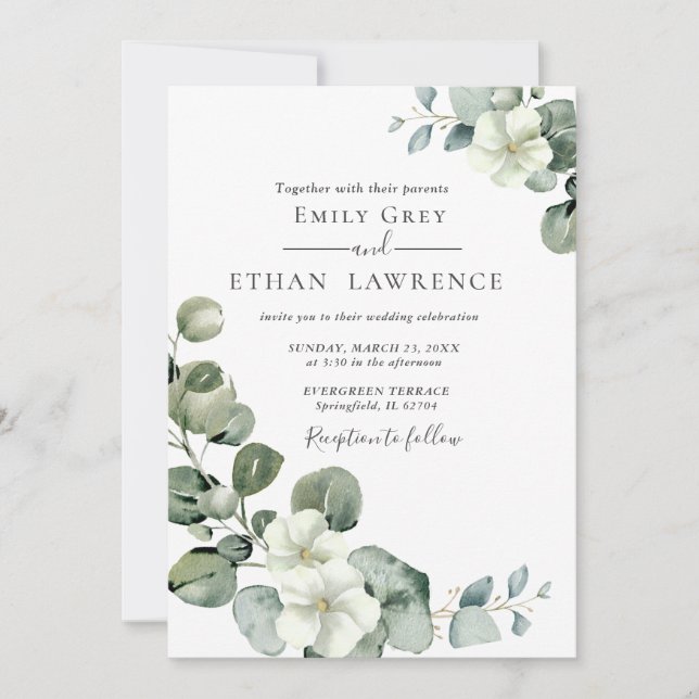 Eucalyptus Rustic Greenery Wedding Invitation (Front)