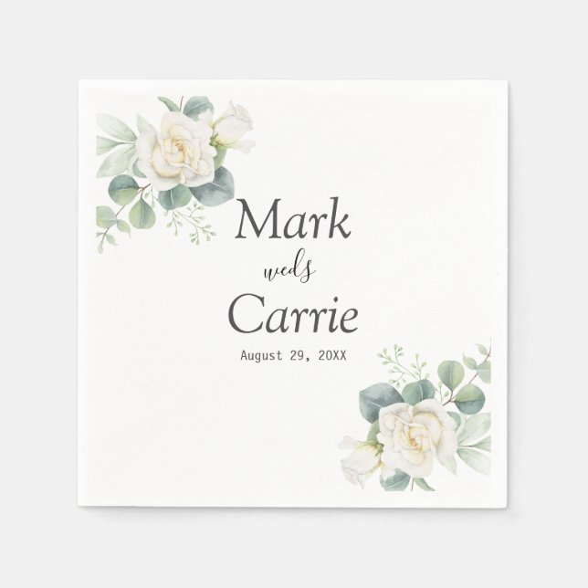 Eucalyptus Rustic Greenery Wedding Napkin (Front)