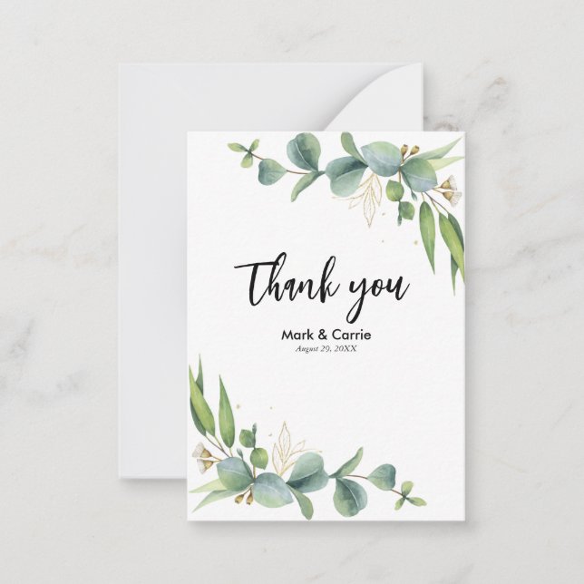 Eucalyptus Rustic Greenery Wedding Thank you Card (Front)