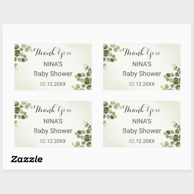Eucalyptus Rustic Leaves Budget Thank You Round  Rectangular Sticker (Sheet)