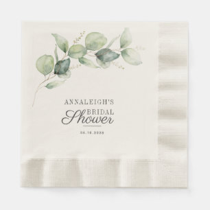 Eucalyptus Rustic Script Bridal Shower Greenery Napkin