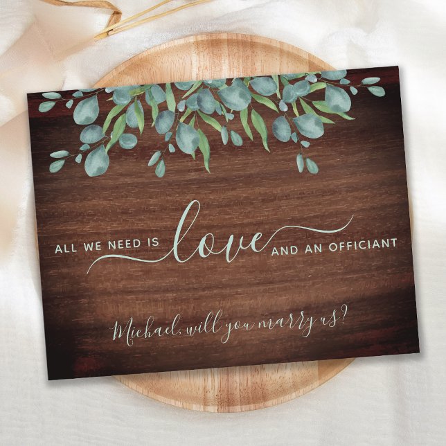 Eucalyptus Rustic Will You Marry Us Officiant  Invitation (Creator Uploaded)