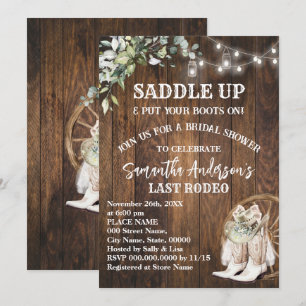 Eucalyptus Saddle Up Put Your Boots Cowgirl Shower Invitation