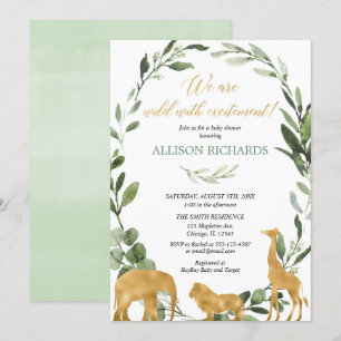 Eucalyptus safari gender neutral baby shower invitation