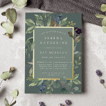 Eucalyptus & Sage Bat Mitzvah<br><div class="desc">Chic botanical bat mitzvah invitation features a border of lush sage green botanical leaves and watercolor eucalyptus foliage with gold foil trim. Personalise with your ceremony and party details in modern lettering on a tone on tone moss green background.</div>