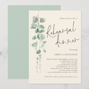 Eucalyptus Sage Cream Rehearsal Dinner Invitation
