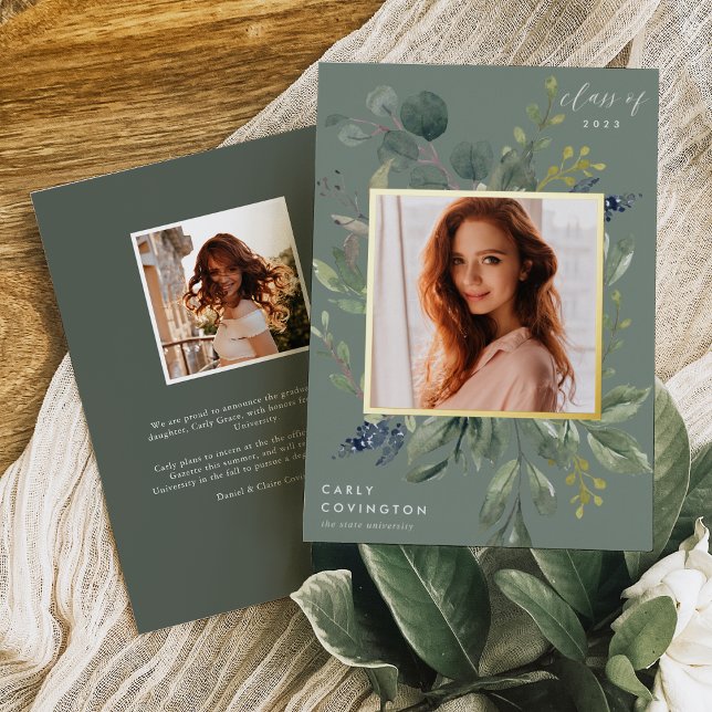 Eucalyptus & Sage Foil Graduation Announcement (Creator Uploaded)