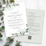 Eucalyptus Sage Green All in One Wedding Invitation<br><div class="desc">Set the romantic feel for your wedding day with this modern design featuring watercolor eucalyptus leaves. You can add more information about your wedding to the back of the invite,  and there is a QR code to direct guests to your wedding website to RSVP.</div>
