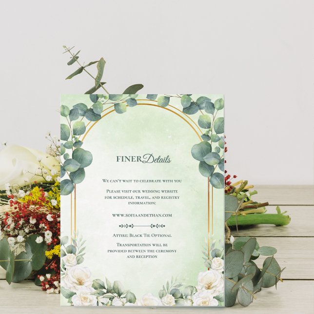 Eucalyptus Sage Green Botanical Wedding Details Enclosure Card (Eucalyptus Sage Green Botanical Wedding Details Enclosure Card)