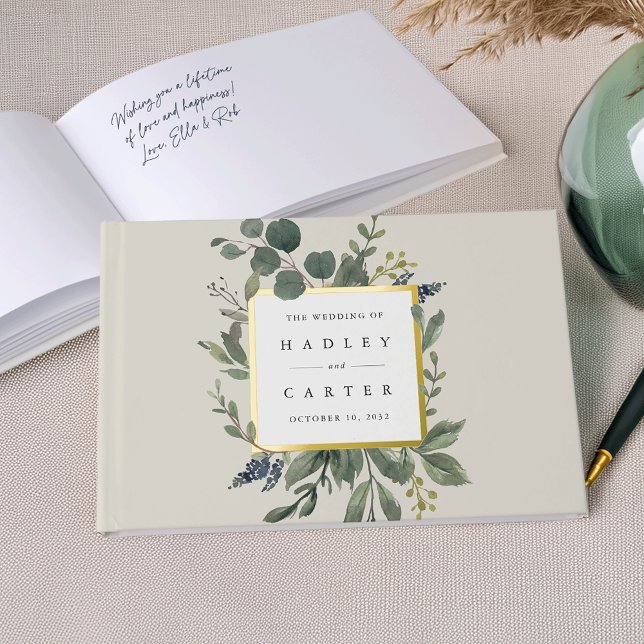 Eucalyptus & Sage | Green Botanical Wedding Guest Book (Creator Uploaded)