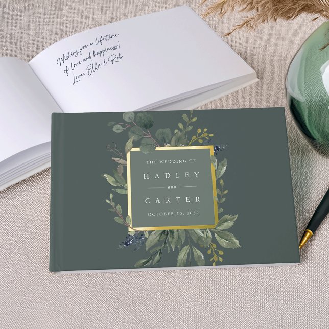 Eucalyptus & Sage | Green Botanical Wedding Guest Book (Creator Uploaded)