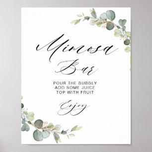 eucalyptus sage green bridal shower mimosa bar poster