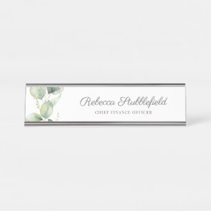 Eucalyptus Sage Green Business Employee Custom Desk Name Plate