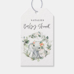 eucalyptus sage green cute elephant baby shower gi gift tags