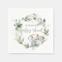 eucalyptus sage green cute elephant baby shower