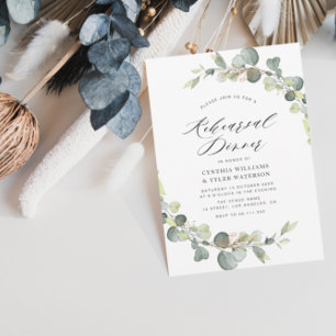 eucalyptus sage green rehearsal dinner invitation