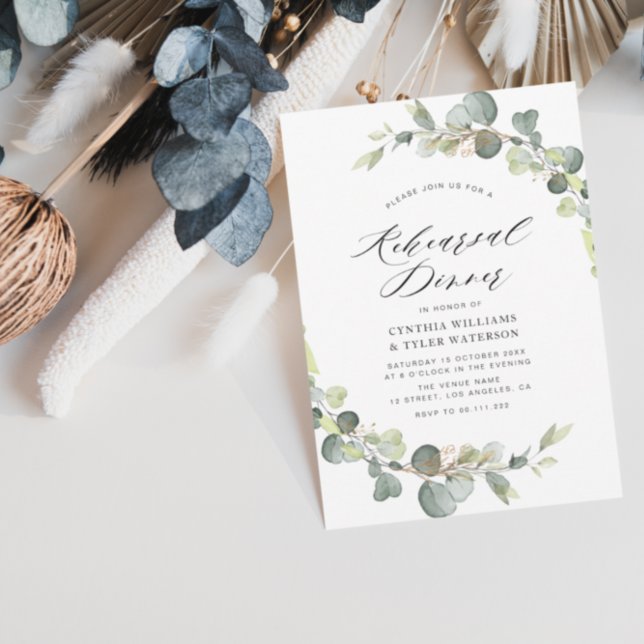 eucalyptus sage green rehearsal dinner invitation (Creator Uploaded)