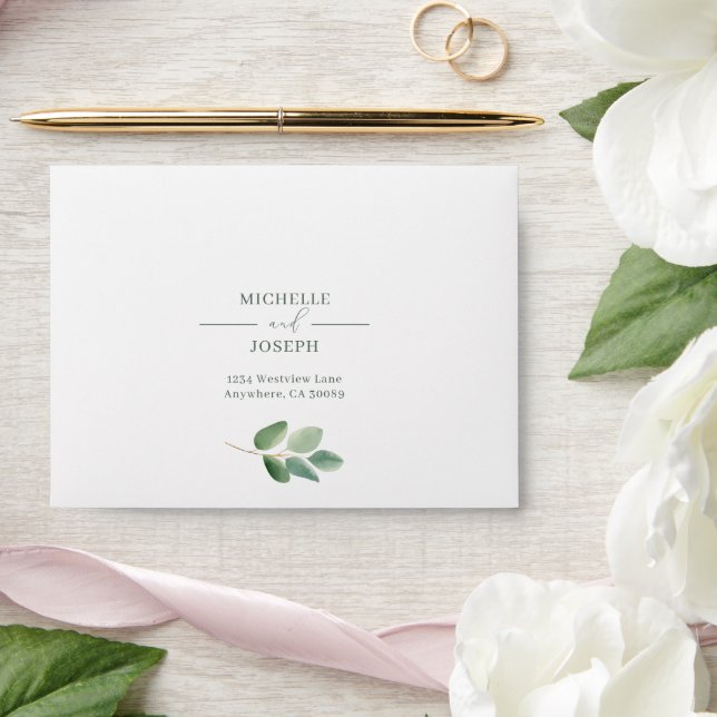 Eucalyptus Sage Green Return address Wedding Envelope (Wedding)