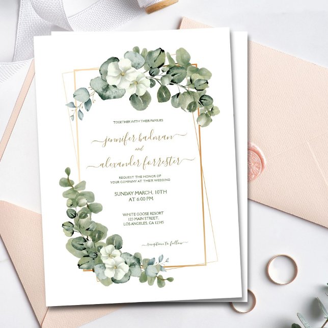 Eucalyptus Sage Green Watercolor Greenery Wedding Invitation (Creator Uploaded)