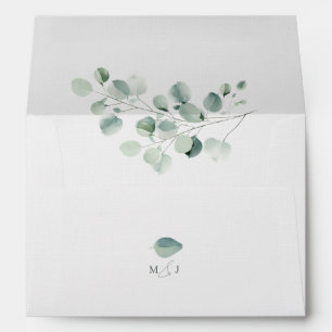 Eucalyptus Sage Green Watercolor Wedding Envelope
