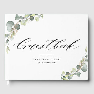 eucalyptus sage green wedding guestbook