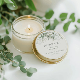 Eucalyptus Sage Green Wedding Thank You  Classic Round Sticker