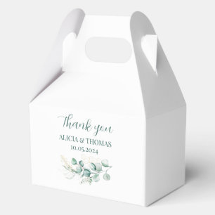 Eucalyptus Sage Green White Botanical Wedding Favour Box