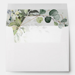 Eucalyptus Sage Greenery Modern Geometric Wedding  Envelope