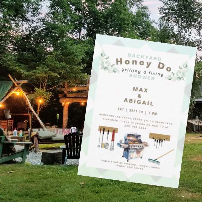 Eucalyptus Sage Grilling & Fixing Couples Shower  Invitation (Creator Uploaded)