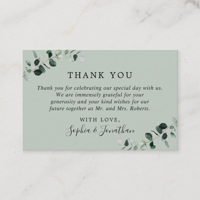 Eucalyptus Sage Mini Wedding Thank You Card (Front)