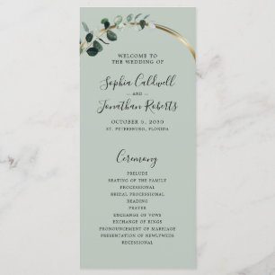 Eucalyptus Sage Romantic Calligraphy Wedding Programme