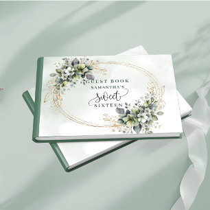 Eucalyptus Sage Sweet Sixteen Green Gold Guest Boo Book