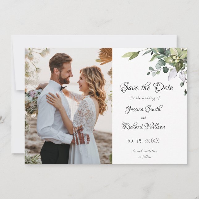 Eucalyptus Save the Date PHOTO Invitation (Front)