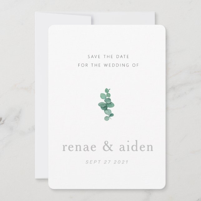 Eucalyptus save the date, wedding save the date (Front)