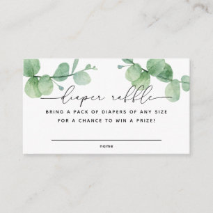 Eucalyptus script Baby Shower Diaper Raffle ticket Enclosure Card