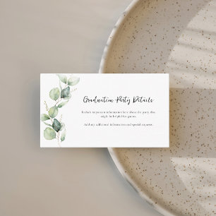 Eucalyptus Script Botanical Graduation Party Enclosure Card