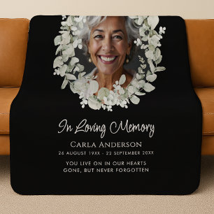 Eucalyptus Script Custom Text & Photo Memorial Sherpa Blanket