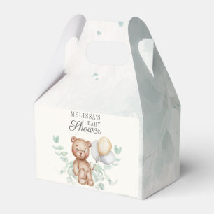 Eucalyptus Script Cute Bear Balloons Baby Shower Favour Box