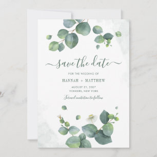Eucalyptus Script Greenery Botanical Save The Date
