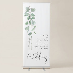 Eucalyptus Script Names Welcome to Wedding Retractable Banner