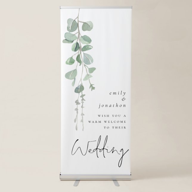 Eucalyptus Script Names Welcome to Wedding Retractable Banner (Front)