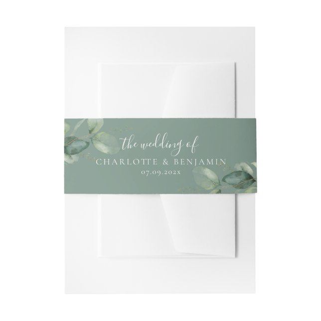 Eucalyptus Script The Wedding Of Invitation Belly Band (Front Example)