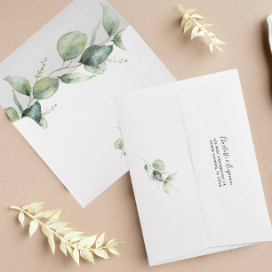 Eucalyptus Script Watercolor Return Address Envelope